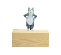 LumaTide Juego conmemorativo de gato gris, urna de madera para mascotas con figura de gato de pie