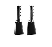 LumaTide Paquete de 2 cencerros de metal con asas de madera, campanas de animación para eventos deportivos y graduación, percusión de mano para fanáticos (negro)