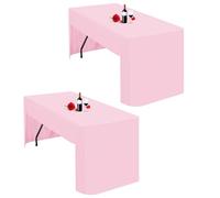 Lumaycens Paquete de 2 Manteles Rosa con Espalda Abierta Mantel Ajustado para Mesa Plegable de 6 pies Tela de Poliéster Lavable Mantel Rosa Cubierta de Mesa para Ferias Comerciales Exposiciones de