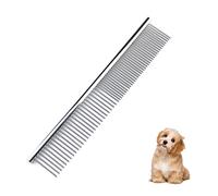 lumcov 2 en 1 Peines para Perros Gatos,Peine de Aseo para Perros y Gatos de Acero Grooming Peine,para Perros y Gatos Grandes, Medianos y Pequeños con Pelo Corto/Largo Enredado (17 x 2.9cm) Silver