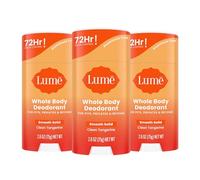 Lume Desodorante de cuerpo completo, barra suave, control de olores de 72 horas, sin aluminio, sin bicarbonato de sodio y amantes de la piel, 2.6 onzas (paquete de 3) (Clean