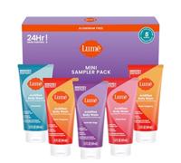 Lume Gel de baño acidificado, control de olores de 24 horas, formulado hidratante, sin SLS ni parabenos, tubos de 1.5 onzas (mandarina limpia, salvia lavanda, rosa peonía, coco, paquete de 5