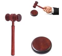 Lumeclat Mazo de juez y bloque de resonancia de madera, Mazo de subasta con bloque sonoro, Hecho a mano, Acabado vintage, Ideal para jueces, abogados, subastas, reuniones profesionales y juegos de rol