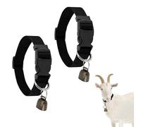 Lumeclat Set de 2 Collares para Cabras con Campanas, Collares de Nylon Ajustables para Ovejas, Cencerros Anti-pérdida para Pequeños Animales de Granja como Cabras, Hebilla de Liberación Rápida (Negro)