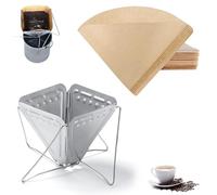 Lumeclat Set de Filtro de Café de Acero Inoxidable, Plegable para Camping, Reutilizable, Con 40 Bolsas de Filtro - Filtro Conveniente para Cafetera de goteo, Viajes, Senderismo, Mochilero y Picnic