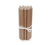 LUMELY Velas danesas de palo marrón arena - paquete de 12, altura 29cm, Ø 2,2cm, tiempo de combustión aprox. 14 horas, velas cilíndricas, juego de velas de decoración