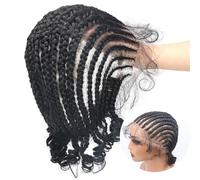lumeng Pelucas trenzadas HD de encaje completo Cornrow Box para mujeres negras, corta a la moda, sin nudos, atada a mano, peluca trenzada con pelo de bebé, sintético de primera calidad, mujeres
