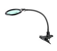 Lumeno 6803SW Lámpara de aumento Lámpara de pinza LED con 30 LED SMD, 6 vatios, 550 Ideal para salones de belleza, consultas médicas, lupa iluminada, ayuda a la lectura, 3 dioptrías negro