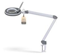 Lumeno 8213GR Lupa LED Lámpara de trabajo Lámpara cosmética, luminosidad regulable, lente de cristal de 127 mm, lupa de lectura, 3 dioptrías