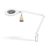 Lumeno 8243PRO Lupa LED con gran lente de cristal auténtico de 172 mm, regulable con interruptor de segmentos y robusta carcasa metálica ideal como ayuda de lectura, para trabajos manuale, 3 dioptrías