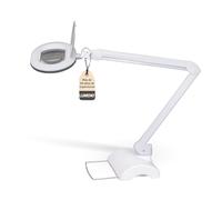 Lumeno 8613GR Lámpara de aumento con gran lente ovalada 110x150 mm, 60 LED regulables en 2 pasos, perfecta como ayuda a la lectura, para cosméticos o para soldar, 3 dioptrías gris con trípode de mesa
