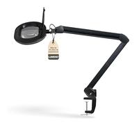 Lumeno 8613SW Lámpara de aumento Lámpara de trabajo con gran lente ovalada 110x150 mm, 60 LED regulables en 2 pasos, perfecta como ayuda a la lectura, para cosméticos o para soldar, 3 dioptrías negro