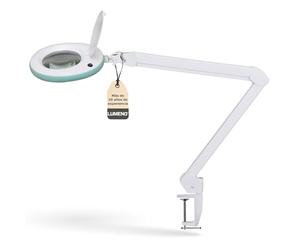 Lumeno Lámpara de aumento LED 7213GN, lente de cristal de 127 mm, lámpara de trabajo, lámpara cosmética, adecuada para cosméticos, aficionados, ayuda a la lectura, 3 dioptrías verde