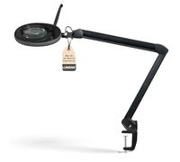 Lumeno Lámpara de aumento LED 7213SW, lente de cristal de 127 mm, lámpara de trabajo, lámpara cosmética, adecuada para cosméticos, aficionados, ayuda a la lectura, 3 dioptrías negro