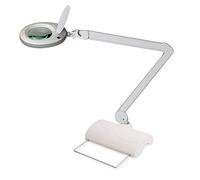 Lumeno Lámpara de aumento LED 7215GR, lente de cristal de 127 mm, lámpara de trabajo, lámpara cosmética, adecuada para cosméticos, aficionados, ayuda a la lectura, 5 dioptrías gris con trípode de mesa