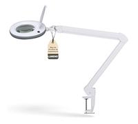 Lumeno Lámpara de aumento LED 7218GR, lente de cristal de 127 mm, lámpara de trabajo, lámpara cosmética, adecuada para cosméticos, aficionados, ayuda a la lectura, 8 dioptrías gris