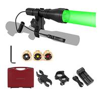LUMENSHOOTER LS350 Kit de luz de predador, rojo verde, blanco, ámbar linterna de caza con soporte de carril, máx. 10 horas 4800mAh 21700 baterías para cerdo coyote coon Varmint conejo noche caza
