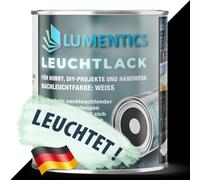 LUMENTICS Barniz luminoso blanco 250 ml - El color brilla en la oscuridad - Barniz autonivelante a base de acrílico - Pintura fosforescente, fluorescente, recargable, bajo olor