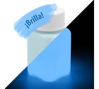 lumentics Premium Pintura luminosa 100ml - Pintura luminosa en la oscuridad, Pintura brillante de posluminiscencia, Pintura auto-luminiscente para paredes, Pintura brillante UV, Brillo (azul, 100ml)