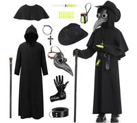 LumenVela Disfraz Peste Negra Niño, Disfraz Medico Peste Negra Niño Carnaval Medieval con Máscara de Médico de la Peste Set de Accesorios para Cosplay de Carnaval (L)
