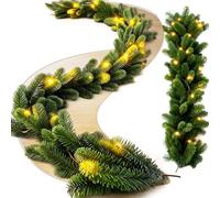 LumenVela Guirnalda Navidad, 1.9m/6.2ft Christmas Garland con 20 Luci LED Ghirlanda Natale Decorazioni Artificiale, Decoracion Navidad per Porta, Camini, Scale, Esterno (1.9 m)