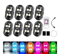 LumeX Flux - Wireless RGB LED Lights with Remote Control, 2026 Upgrade 8 Colors 10 Flash Modes USB Charging, Waterproof Emergency Warning Light for Drone Car Motorcycle Bike (8-Light Set)