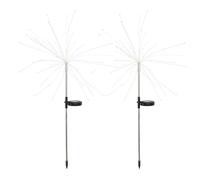 LUMI JARDIN 2 balizas solares para Plantar H97cm 2X Fireworks Spike Silver, Metal, Gris, Unique