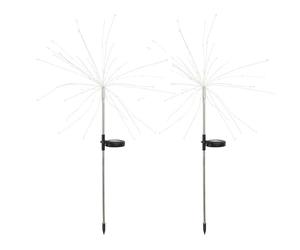 LUMI JARDIN 2 balizas solares para Plantar H97cm 2X Fireworks Spike Silver, Metal, Gris, Unique