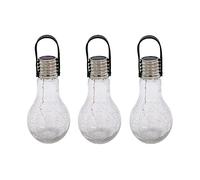 Lumi Jardin, 3 bombillas solares H22cm CRACK EDISUN Transparente