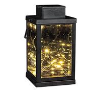 LUMI JARDIN Farol mágico 3D solar de cristal transparente Micro LED blanco cálido Microcosmo H24 cm