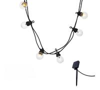 LUMI JARDIN - Juego de 2 guirnaldas luminosas solares 10 globos transparentes LED blanco cálido Party Clear Solar 5,90 m 8 modos