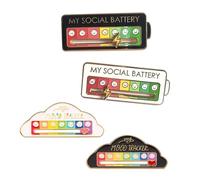 Lumi Zenva 4 pines de batería social, deslizador de batería social, pin de batería social, pin de mi batería social, pin de batería social, pin de esmalte emocional divertido, pin de estado de ánimo