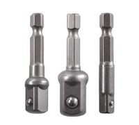 Lumi Zenva Adaptador de Enchufe 3 Piezas de 1/4 3/8 1/2 y 1/4 Pulgada Plateado para Taladros Inalámbricos Taladros Destornilladores Accesorio Profesional