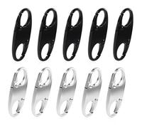 Lumi Zenva Cierre de Cremallera Antirrobo, 10 Unidades, Seguro para Mochila y Equipaje, Sistema de Bloqueo para Cremalleras, Ideal para Maletas de Viaje, Carteras, Mochilas y Bolsos (Negro, Plata)