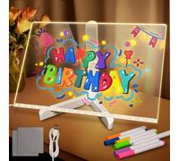 Lumiboard Led Drawing Board, Cosmody Light Up Drawing , Erasable LED Acrylic with Night Light Adjustable Stand&12 Pens for Office Home (7 Pens,20*20cm/7.9*7.9in)