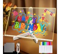 Lumiboard Led Drawing Board, Cosmody Light Up Drawing , Erasable LED Acrylic with Night Light Adjustable Stand&12 Pens for Office Home (12 Pens,20*20cm/7.9*7.9in)