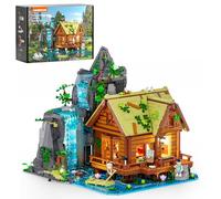 Lumibricks Cabaña de la Cascada con Luces - Set de 2539 Piezas Casa Retro de Madera con Cascada Móvil y Escenario Natural, Regalo Creativo y Set Coleccionable para Adultos
