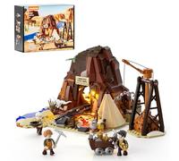 Lumibricks Goldmine - Kit de construcción con iluminación - 658 piezas Western Mining Camp con Lorenwagen en funcionamiento, dinamita, minifiguras de doble cara y túneles - Juego Wildwest para adultos
