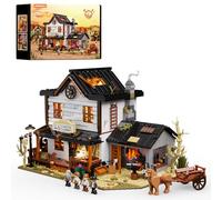 Lumibricks Wild West Blacksmith Lighting - Juego de ladrillos de construcción - Western Forge House 2042 piezas colección para amantes del oeste