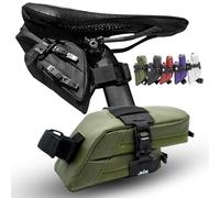 Lumière & Co. Bolsa magnética de liberación rápida para sillín, doble compartimento, diseño de ladrillo bajo, sistema V negro