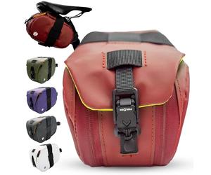 Lumiere & Co. Maximus - Alforja magnética para sillín, 17,78 x 10 x 10 cm, bolsa de fijación rápida, almacenamiento seguro debajo del sillín (rojo, pequeño)