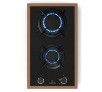 Lumiflame 30cm Placa de gas 2 Fuegos Negro