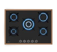 Lumiflame Placa de gas | 5 quemadores | Marco de cobre | Encendido eléctrico | Potencia 10,4 kW