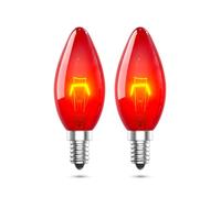 LumiGo E14 Bombilla Roja 26W, Bombilla de Luz Roja E14 Regulable Bombilla Color Rojo C35 Bombilla Decorativa de Vidrio Rojo AC230V para la Iluminación del Ambiente de Halloween de Navidad, Pack de 2