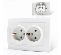 LumiGo Enchufe Doble de Pared, Enchufe Pared Doble, Enchufe de empotrar para el Hogar Oficina, Toma De Corriente Doble 16A, Blanco