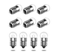 LumiGo - Lote de 10 mini bombillas E10 2,5 V 0,5 A, 1 W en miniatura con casquillo de tornillo blanco cálido para experiencias físicas eléctricas y linterna