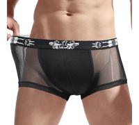 LumiJour Adultos Hombres Delgados Ajustados Ropa Interior Cuadrado Sissy Pantimedias Transparentes Gay Lencería Cumpleaños, negro A, L