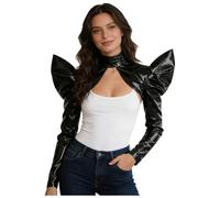 LumiJour Bufanda completa para mujer Metálica Brillante Capa de Hombro Extranjero Disfraz Gótico Bufanda Armadura Negro XL