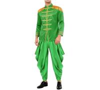 LumiJour Traje de príncipe árabe para hombre, sargento, pepper, parte superior, pantalones harén, parte conjunto, trajes de cuento de hadas, verde, L