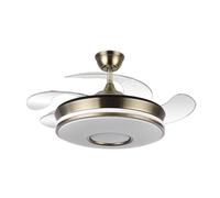 LUMIKING Ventilador de Techo con Luz LED 72W - Motor DC 32W Silencioso - Aspas Retráctiles - Blanco - 3 Tonos de Luz 3000K/4000K/6500K - Regulable con Mando y Temporizador - Ø108 cm (Cuero 2, 107 cm)